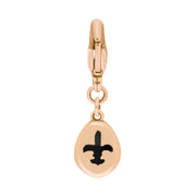 9ct Rose Gold Whitby Jet Pear Shaped Fleur De Lis Clip Charm, G663.