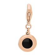 9ct Rose Gold Whitby Jet Round Shaped Star Clip Charm, G662_2.