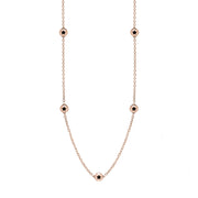 9ct Rose Gold Whitby Jet Star Link Disc Chain Necklace, N744.