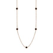 9ct Rose Gold Whitby Jet Star Link Disc Chain Necklace, N744.