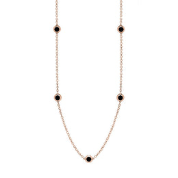 9ct Rose Gold Whitby Jet Star Link Disc Chain Necklace, N744.