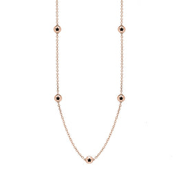 9ct Rose Gold Whitby Jet Star Link Disc Chain Necklace, N744.