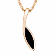 9ct Rose Gold Whitby Jet Toscana Marquise Necklace. P1675.