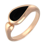 9ct Rose Gold Whitby Jet Toscana Teardrop Offset Ring R514
