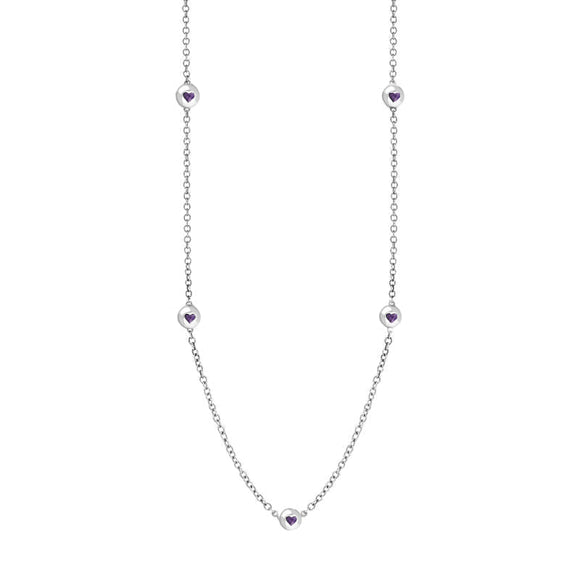 9ct White Gold Blue John Heart Link Disc Chain Necklace, N746.