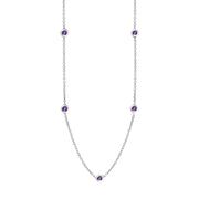 9ct White Gold Blue John Heart Link Disc Chain Necklace, N746.