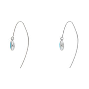 9ct White Gold Turquoise Heart Disc Drop Earrings