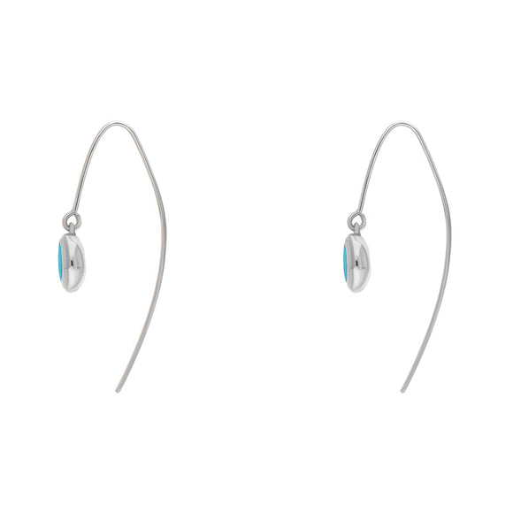 9ct White Gold Turquoise Heart Disc Drop Earrings