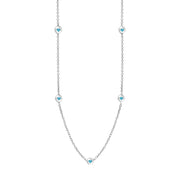 9ct White Gold Turquoise Heart Link Disc Chain Necklace, N746.