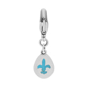 9ct White Gold Turquoise Pear Shaped Fleur De Lis Clip Charm, G663.