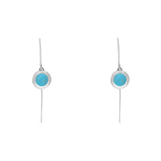 9ct White Gold Turquoise Star Disc Drop Earrings, E1371.