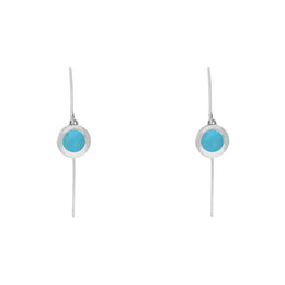 9ct White Gold Turquoise Star Disc Drop Earrings, E1371.