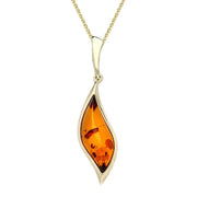 9ct Yellow Gold Amber Curved Marquise Necklace, P3478.