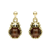 9ct Yellow Gold Amber Tiny Hedgehog Drop Earrings E2428
