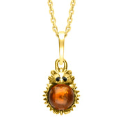 9ct Yellow Gold Amber Tiny Hedgehog Necklace, P3356