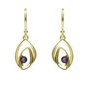 9ct Yellow Gold Blue John Abstract Flame Drop Earrings, E1923.