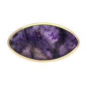 9ct Yellow Gold Blue John Contemporary Oval Brooch. M086.