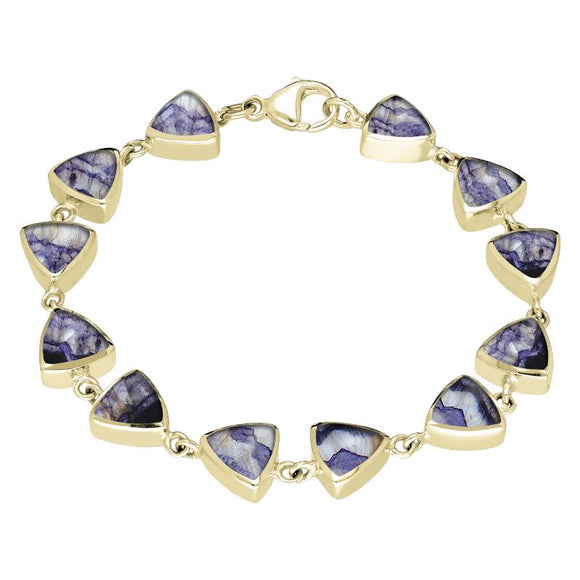 9ct Yellow Gold Blue John Curved Triangle Bracelet. B244.