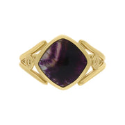 9ct Yellow Gold Blue John Cushion Cut Ring R1246