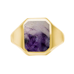9ct Yellow Gold Blue John Cut Corners Signet Ring, R123.