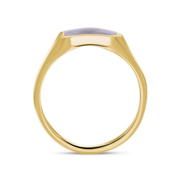 9ct Yellow Gold Blue John Cut Corners Signet Ring, R123.