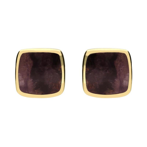 9ct Yellow Gold Blue John Dinky Stud Earrings. E279.