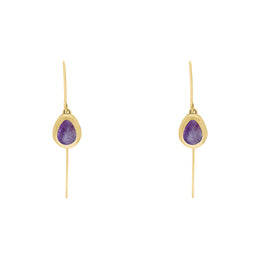 9ct Yellow Gold Blue John Fleur De Lis Disc Drop Earrings, E1373.