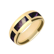 9ct Yellow Gold Blue John Gap 8mm Wedding Band Ring, R585.