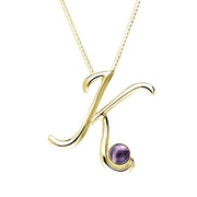 9ct Yellow Gold Blue John Love Letters Initial K Necklace P3458C