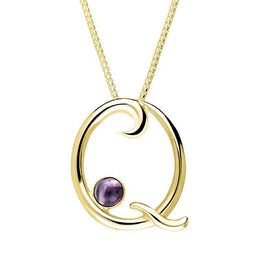 9ct Yellow Gold Blue John Love Letters Initial Q Necklace P3464C