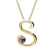 9ct Yellow Gold Blue John Love Letters Initial S Necklace P3466C