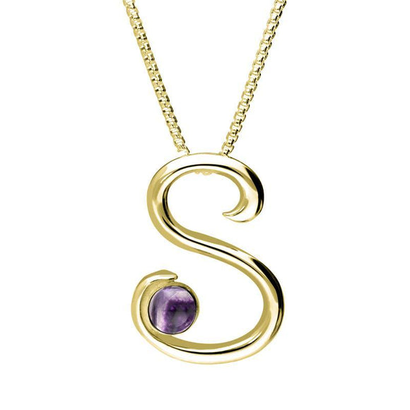 9ct Yellow Gold Blue John Love Letters Initial S Necklace P3466C