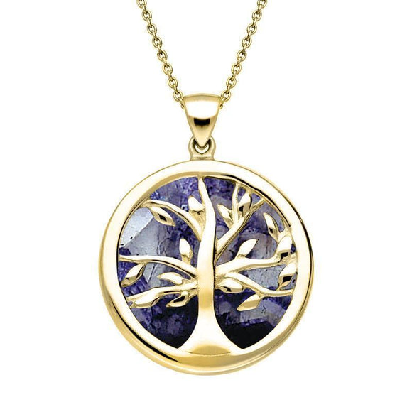 9ct Yellow Gold Blue John Medium Round Tree of Life Two Piece Set S065
