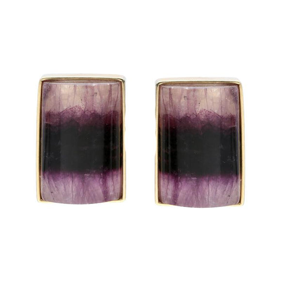 9ct Yellow Gold Blue John Oblong Stud Earrings 40A55EUNQ0000248