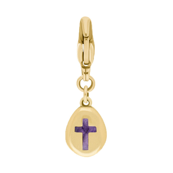 9ct Yellow Gold Blue John Pear Shaped Cross Clip Charm, G664.
