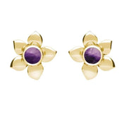 9ct Yellow Gold Blue John Petal Stud Earrings E028