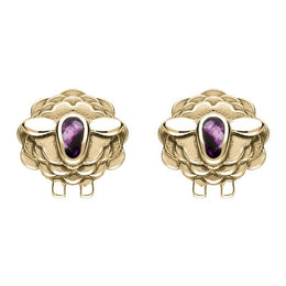 9ct Yellow Gold Blue John Sheep Stud Earrings E2530