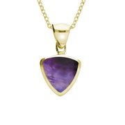 9ct Yellow Gold Blue John Small Curved Triangle Necklace. P323.