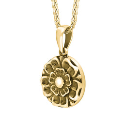 9ct Yellow Gold Blue John Tudor Rose Reversible Necklace, P1945.