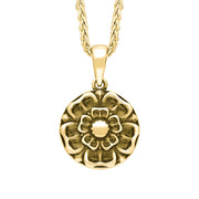 9ct Yellow Gold Blue John Tudor Rose Reversible Necklace, P1945.