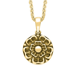 9ct Yellow Gold Blue John Tudor Rose Reversible Necklace, P1945.