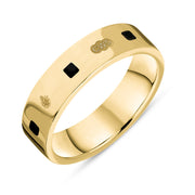 9ct Yellow Gold Jet King's Coronation Hallmark Princess Cut 5mm Ring  R1199_5 CFH