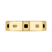 9ct Yellow Gold Jet King's Coronation Hallmark Princess Cut 5mm Ring  R1199_5 CFH