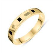 9ct Yellow Gold Jet King's Coronation Hallmark Princess Cut 4mm Ring R119_4