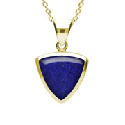 9ct Yellow Gold Lapis Lazuli Curved Triangle Necklace. P320.