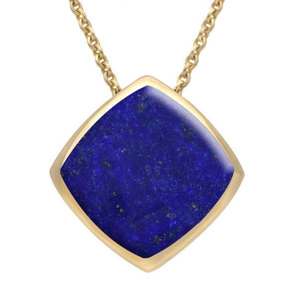 9ct Yellow Gold Lapis Lazuli Cushion Necklace. P1474.