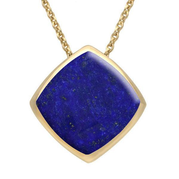 9ct Yellow Gold Lapis Lazuli Cushion Necklace. P1474.