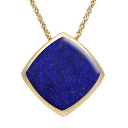 9ct Yellow Gold Lapis Lazuli Cushion Necklace. P1474.