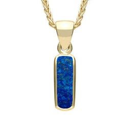 9ct Yellow Gold Lapis Lazuli Dinky Oblong Necklace, P451.