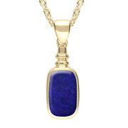 9ct Yellow Gold Lapis Lazuli Oblong Bottle Top Necklace. P009.